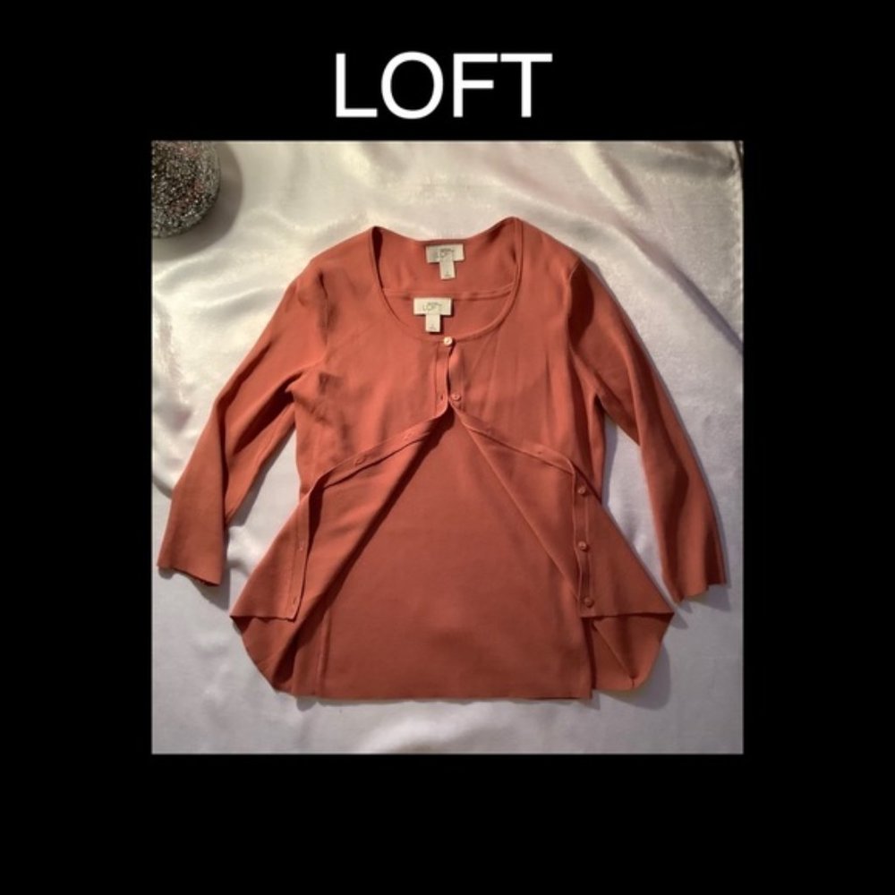 LOFT Peach Cardigan and Tank Top Size Small.